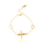 Cross Bracelet 18K Gold Plated Copper Muti-Layer Plating Process 7.28''