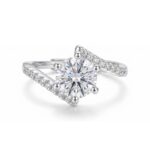 Twisted Arm Flower Ring With 8*8MM Center Stone