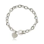 Silver Chain Heart Pendant Bracelet