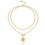 Double Layered Hexagon Initial Necklace
